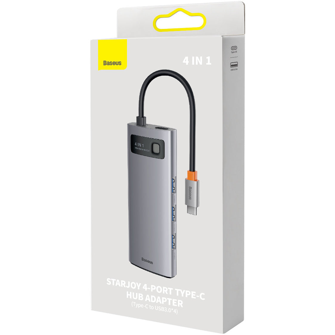 Hub USB-C Baseus Metal Gleam, 4 x USB-A 3.0, šedý WKWG070013