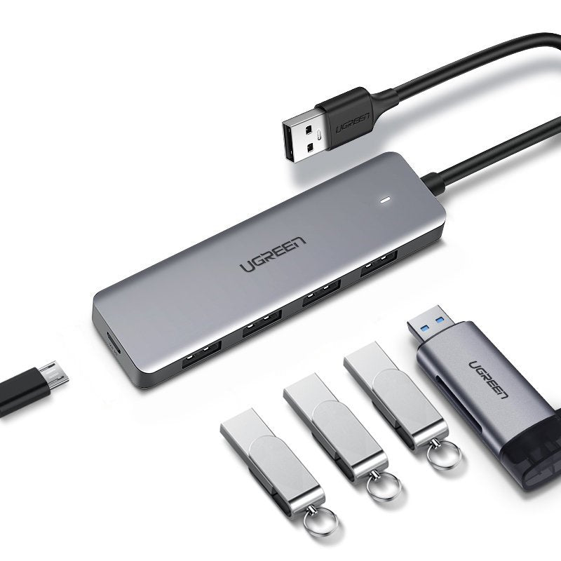 USB hub UGREEN CM219, 4 x USB-A 3.0 - 1 x USB-C, šedý