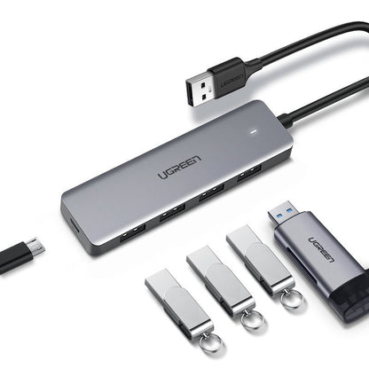 USB hub UGREEN CM219, 4 x USB-A 3.0 - 1 x USB-C, šedý