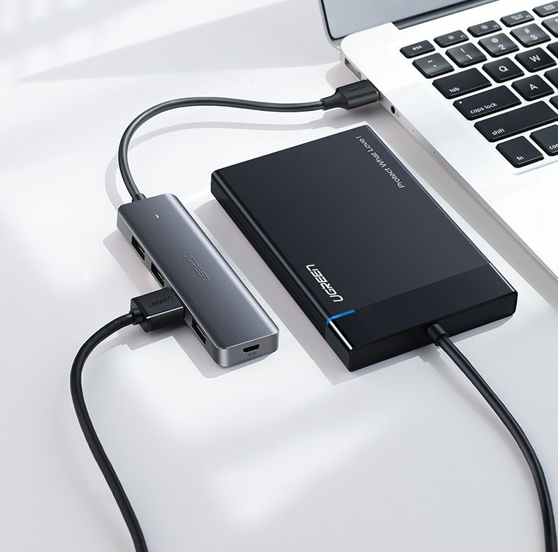 USB hub UGREEN CM219, 4 x USB-A 3.0 - 1 x USB-C, šedý