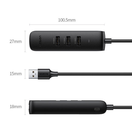USB hub UGREEN CM416, 4 x USB-A 3.0, 1m, černý