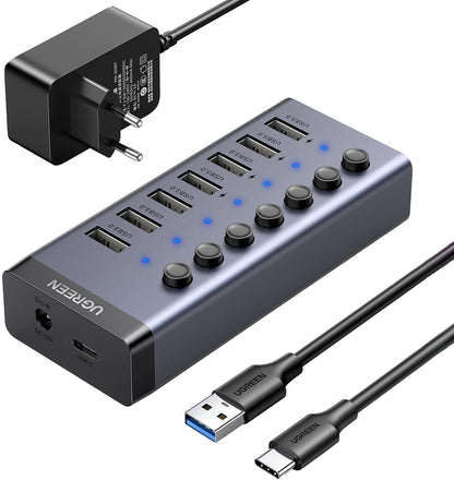 Hub USB UGREEN CM481, 7 x USB-A 3.0, Šedý