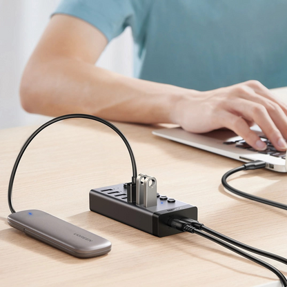 Hub USB UGREEN CM481, 7 x USB-A 3.0, Šedý