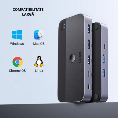 Hub USB UGREEN CM662, 3 x USB-A 3.0 - 1 x USB-C - 1 x miniUSB, černý