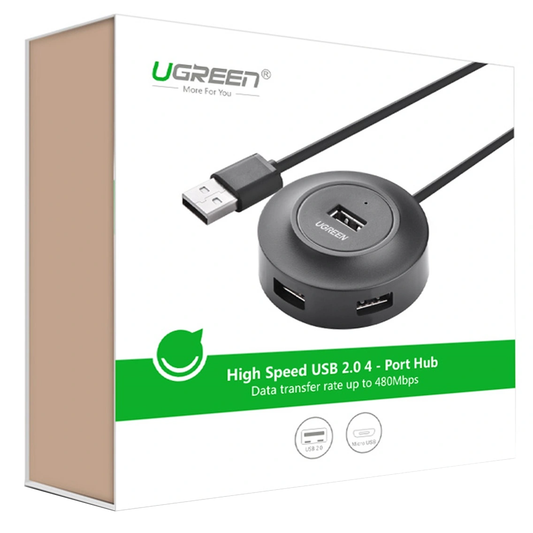 Rozbočovač USB UGREEN CR106, 4 x USB-A, 1 m, černý