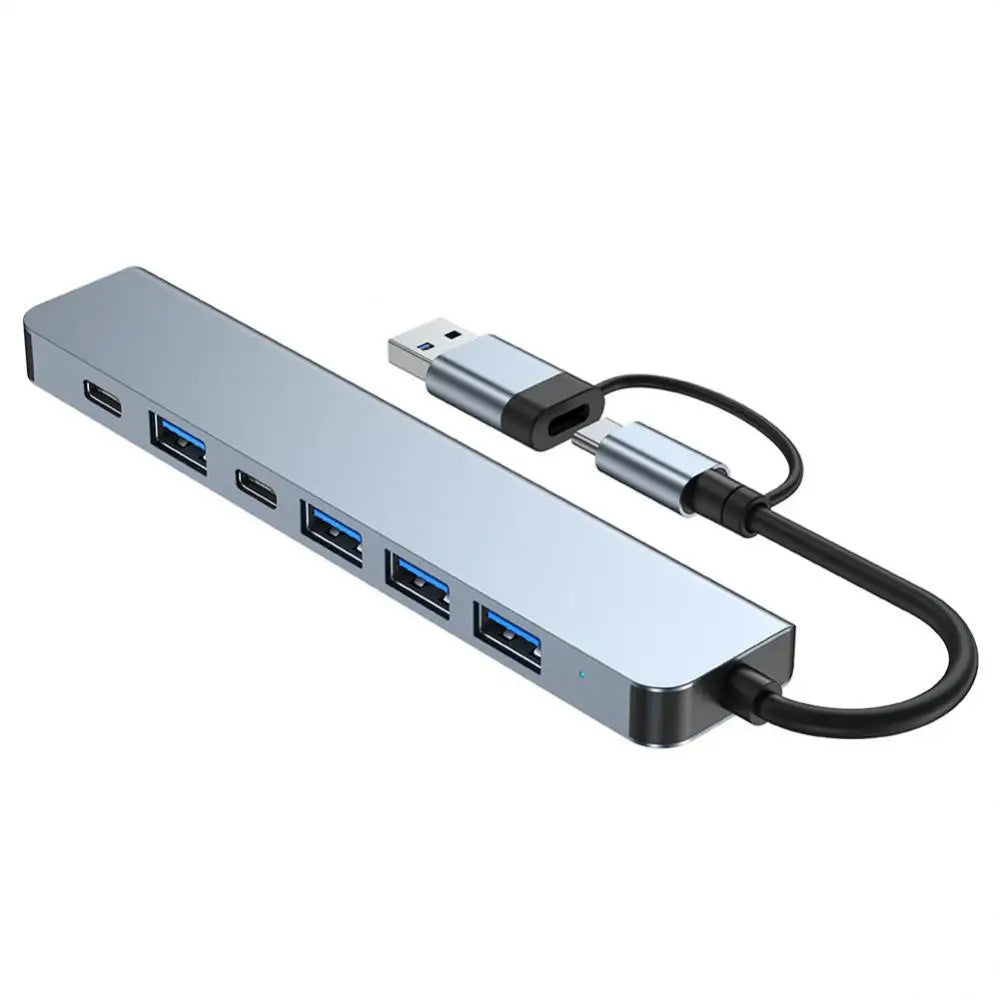 Hub USB / USB-C Techsuit H6 DataBridge, 7v1, Šedý