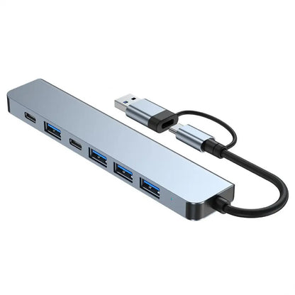 Hub USB / USB-C Techsuit H6 DataBridge, 7v1, Šedý