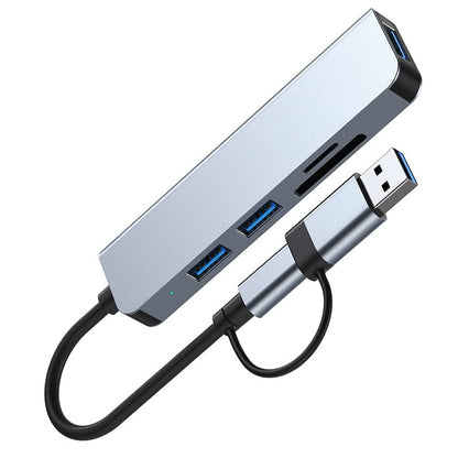 Hub USB / USB-C Techsuit H7 DataBridge, 5v1, Šedý