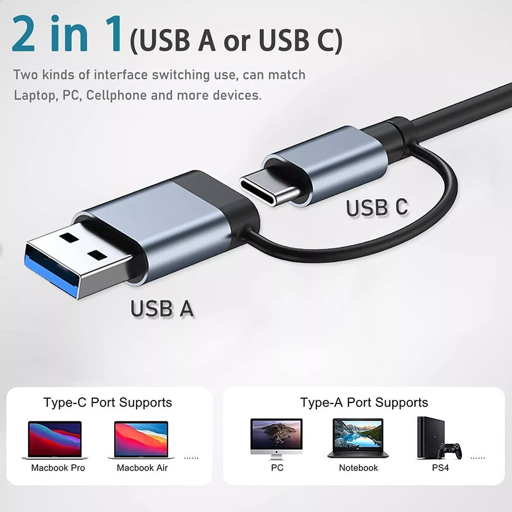 Hub USB / USB-C Techsuit H8 DataBridge, 4v1, Šedý