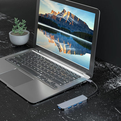 Hub USB / USB-C Techsuit H8 DataBridge, 4v1, Šedý