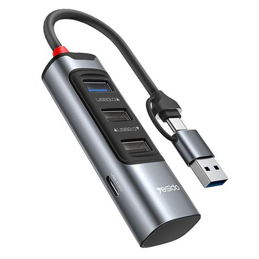 USB / USB-C hub Yesido HB19, 4v1, šedý