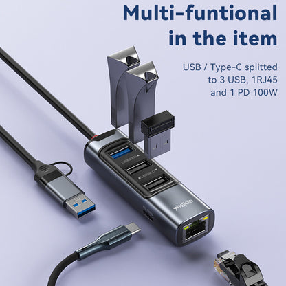 USB / USB-C hub Yesido HB21, 5v1, šedý