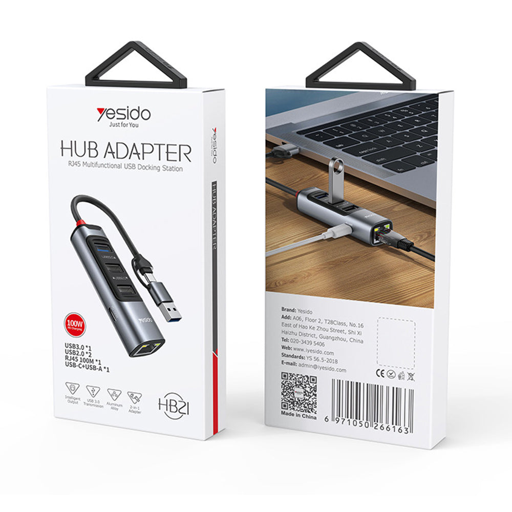USB / USB-C hub Yesido HB21, 5v1, šedý