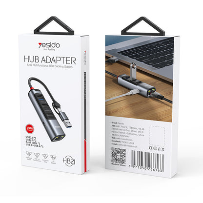 USB / USB-C hub Yesido HB21, 5v1, šedý