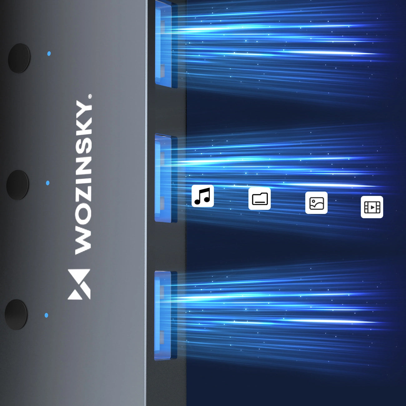 WZK WHS080YSS USB Hub, 4 x USB-A 3.0, Gray