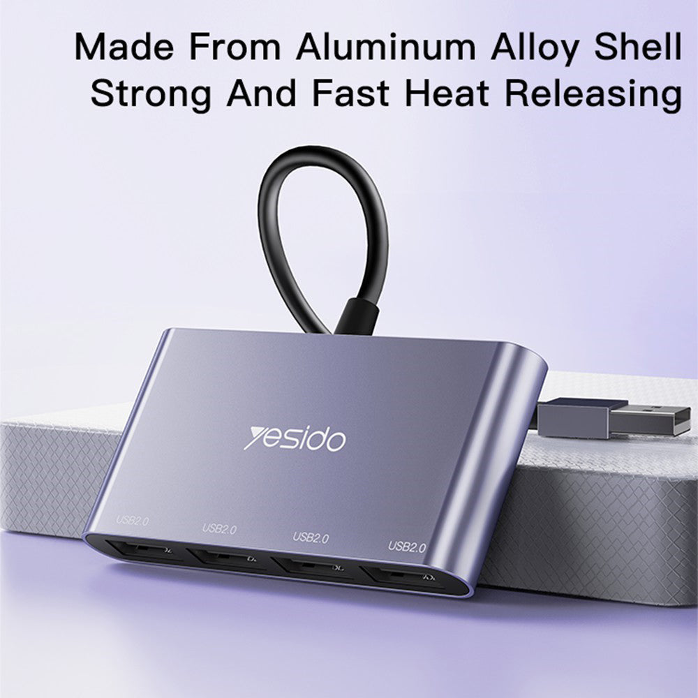 USB hub Yesido HB12, 4v1, Šedý