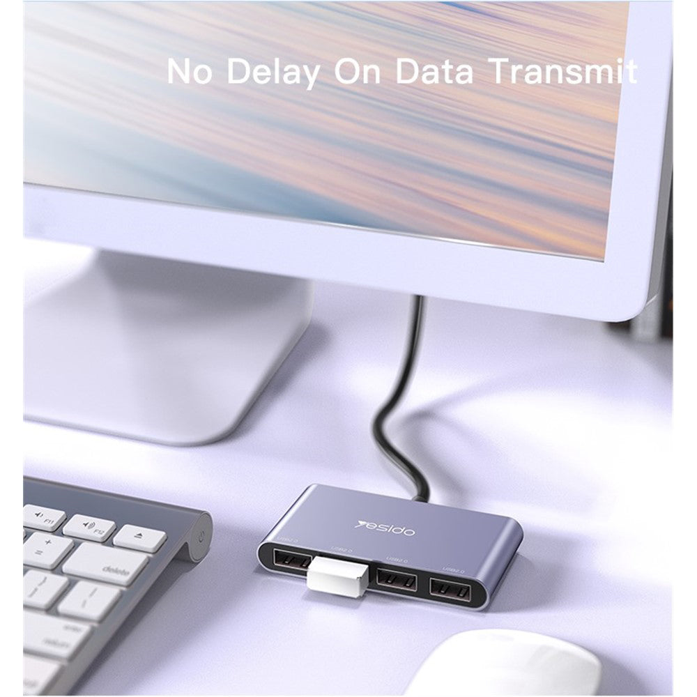 USB hub Yesido HB12, 4v1, Šedý