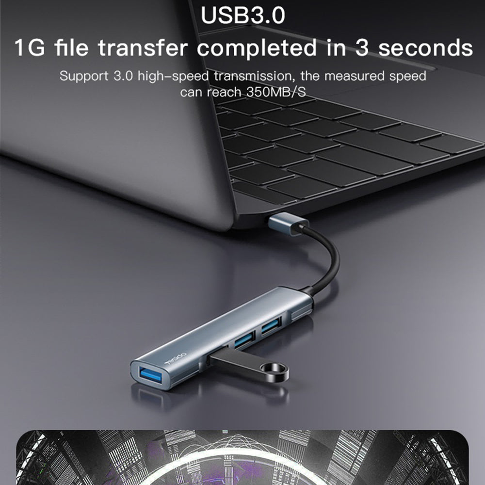 USB hub Yesido HB18, 4v1, Šedý