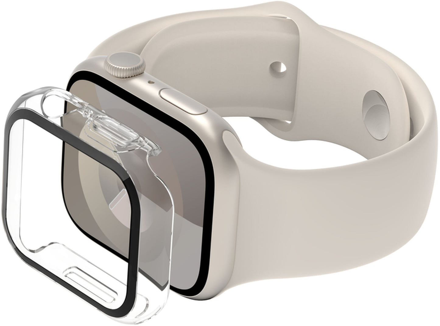 Pouzdro Belkin ScreenForce TemperedCurve pro Apple Watch 44mm / 45mm Series, průhledné OVG004zzCL-REV