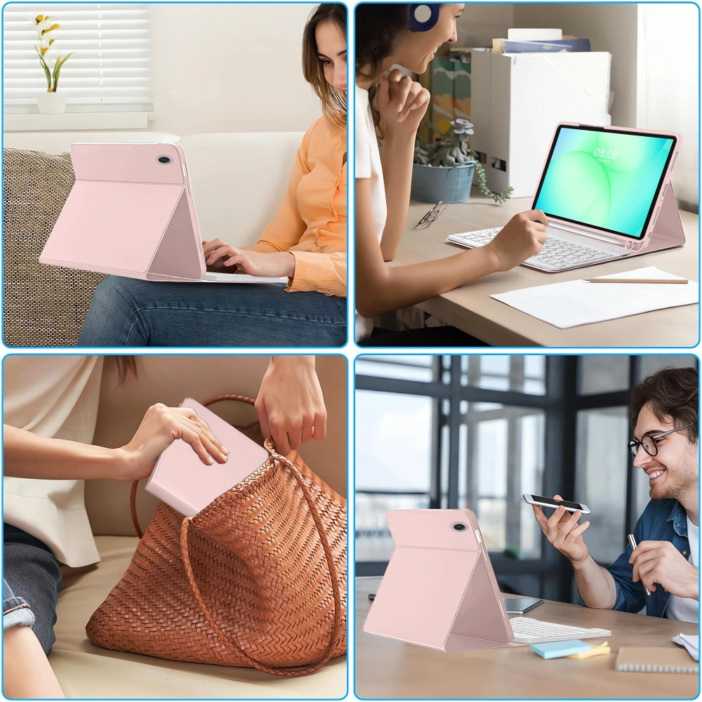 Pouzdro s klávesnicí pro Samsung Galaxy Tab A11+ / Tab A9+, Tech-Protect, SC PEN, Růžová