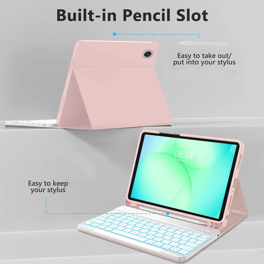 Pouzdro s klávesnicí pro Samsung Galaxy Tab A11+ / Tab A9+, Tech-Protect, SC PEN, Růžová