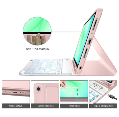 Pouzdro s klávesnicí pro Samsung Galaxy Tab A11+ / Tab A9+, Tech-Protect, SC PEN, Růžová