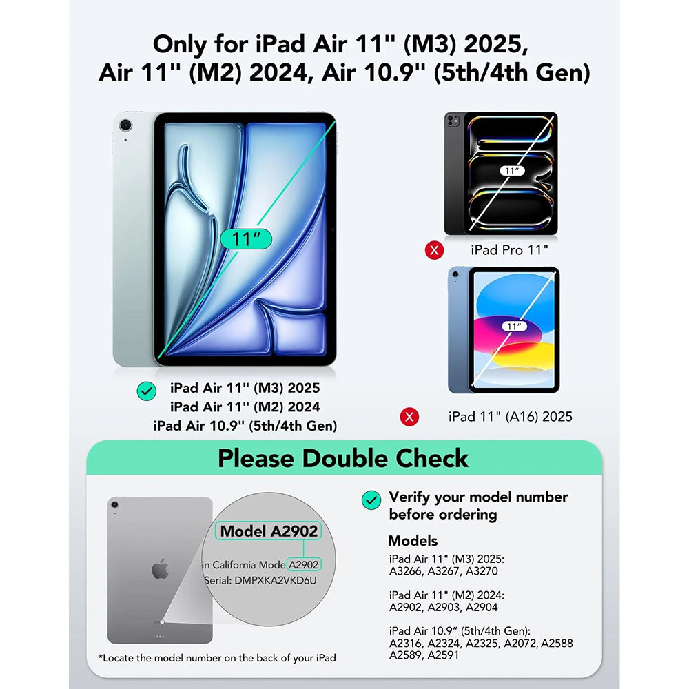 Pouzdro s klávesnicí pro Apple iPad Air 11 (2026) / iPad Air 11 (2025) / Air 11 (2024) / Air (2022) / Air (2020), ESR, Flex, Šedé