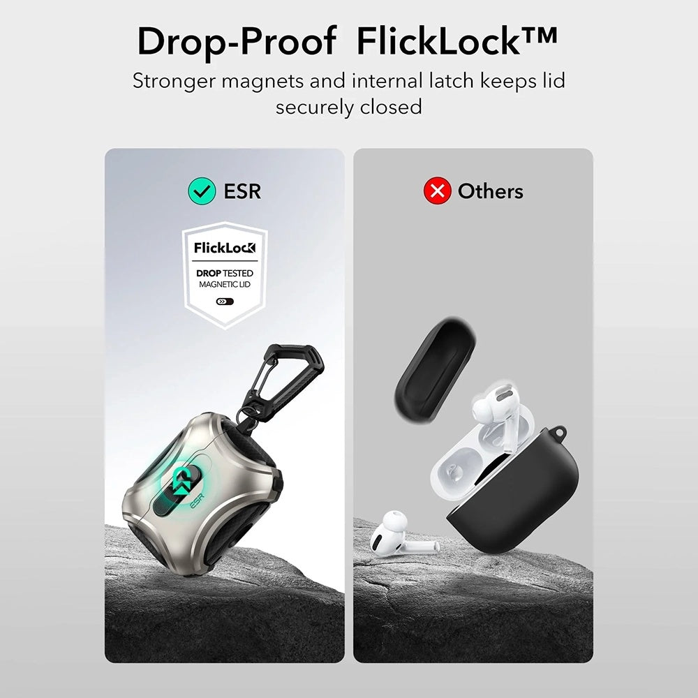 Pouzdro ESR Cyber FlickLock pro Apple AirPods Pro 3, Šedé