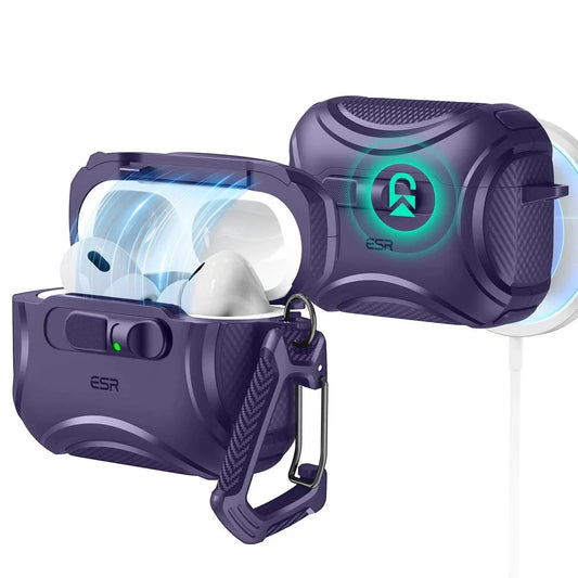 Pouzdro ESR Cyber FlickLock pro Apple AirPods Pro 3, Fialová