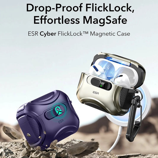 Pouzdro ESR Cyber FlickLock pro Apple AirPods Pro 3, Fialová
