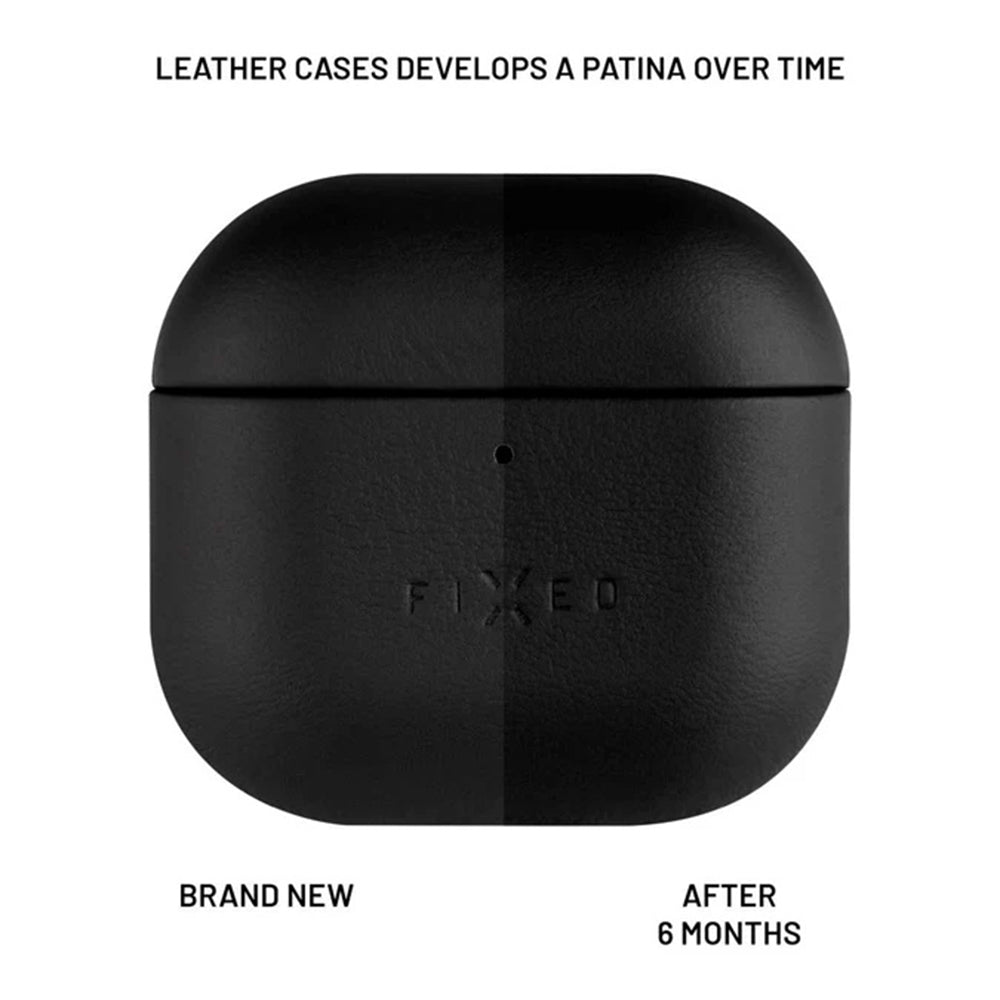 Pouzdro Fixed PodsLeather pro Apple AirPods 4, Černá
