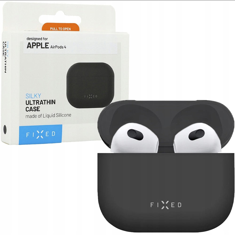 Pouzdro Fixed Silky pro Apple AirPods 4, Černá