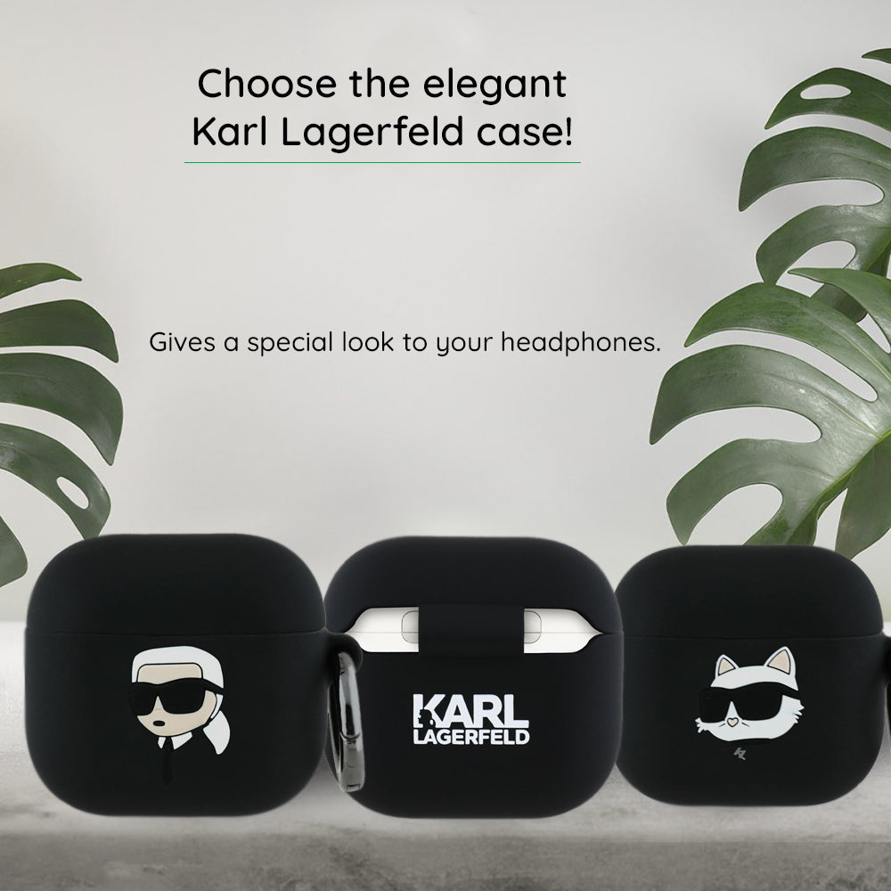 Pouzdro Karl Lagerfeld 3D Choupette's Head pro Apple AirPods 4, Černé