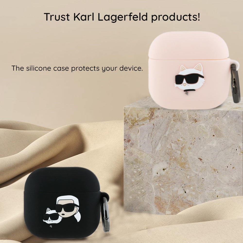 Pouzdro Karl Lagerfeld 3D Choupette's Head pro Apple AirPods 4, Černé