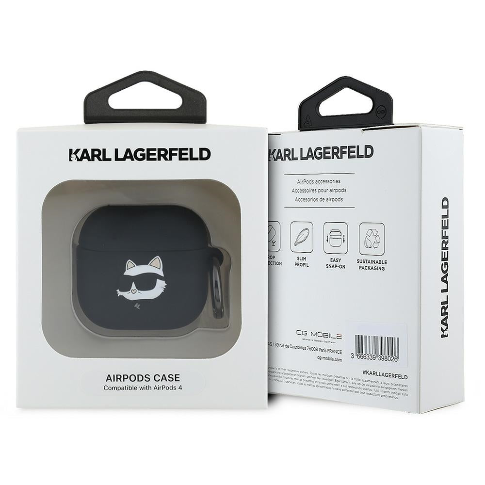 Pouzdro Karl Lagerfeld 3D Choupette's Head pro Apple AirPods 4, Černé
