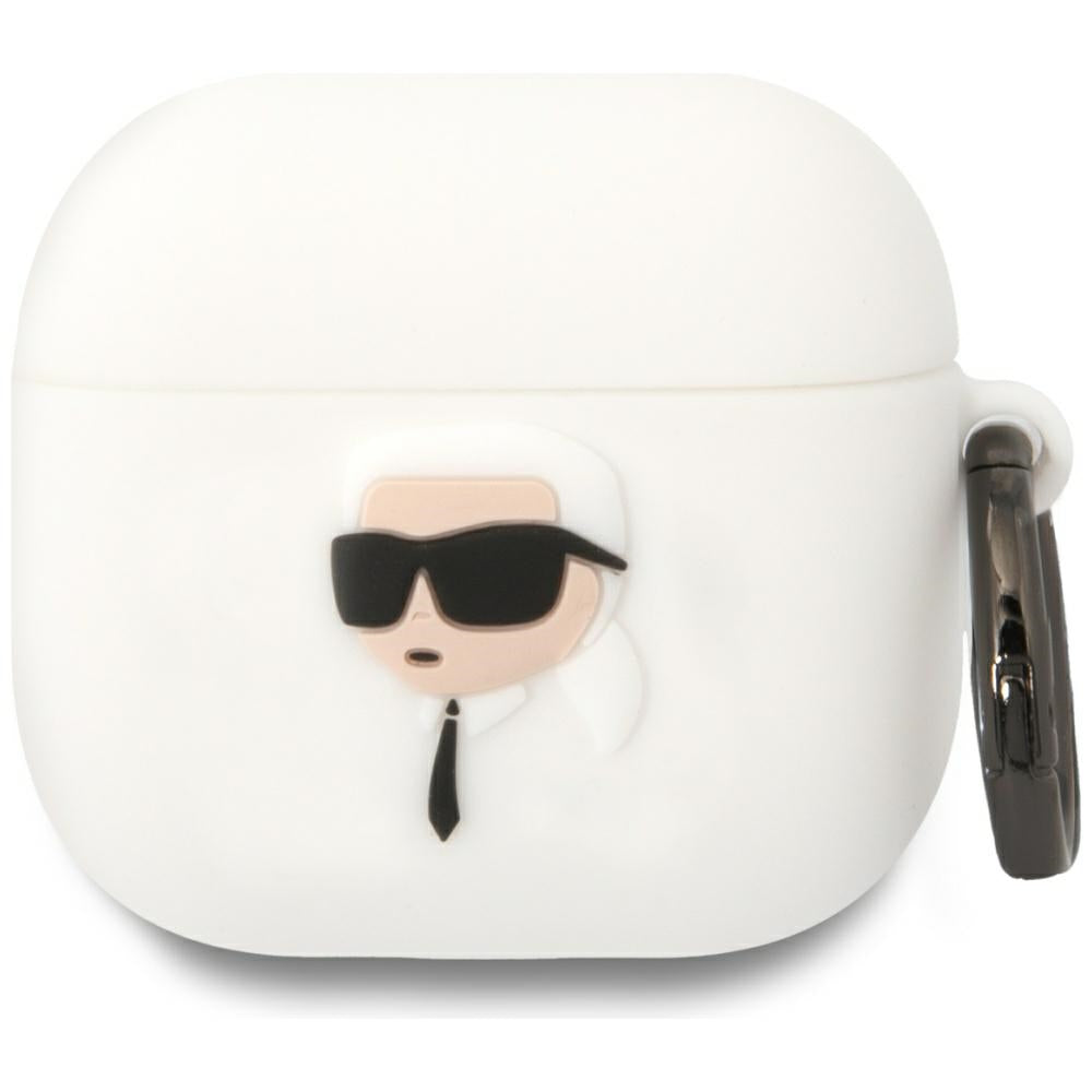 Pouzdro Karl Lagerfeld 3D NFT Karl's Head pro Apple AirPods 4, Bílá