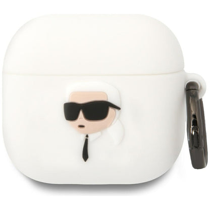 Pouzdro Karl Lagerfeld 3D NFT Karl's Head pro Apple AirPods 4, Bílá