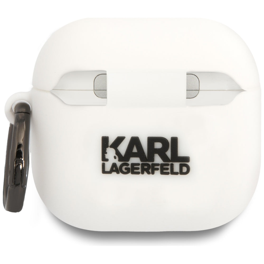 Pouzdro Karl Lagerfeld 3D NFT Karl's Head pro Apple AirPods 4, Bílá