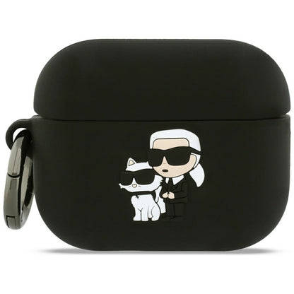 Karl Lagerfeld Silicone Karl & Choupette 3D Case for Apple AirPods Pro 3, Black