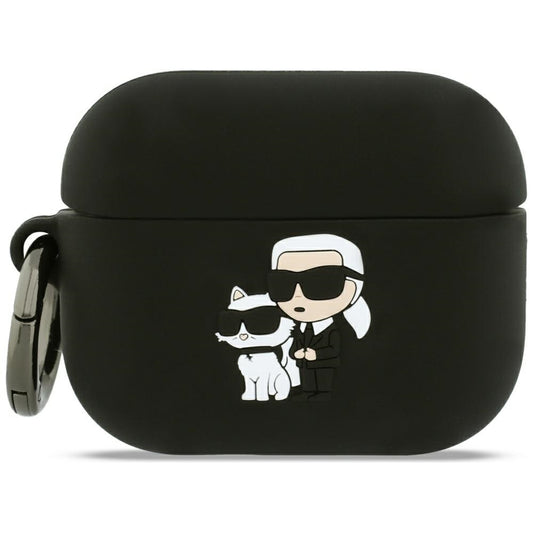 Pouzdro Karl Lagerfeld Silicone Karl & Choupette 3D pro Apple AirPods Pro 3, Černá