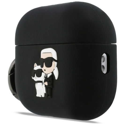 Pouzdro Karl Lagerfeld Silicone Karl & Choupette 3D pro Apple AirPods Pro 3, Černá