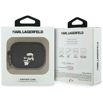 Karl Lagerfeld Silicone Karl & Choupette 3D Case for Apple AirPods Pro 3, Black