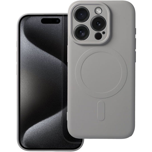 MagSafe pouzdro pro Apple iPhone 15 Pro Max, OEM, Silicone Mag, Šedé
