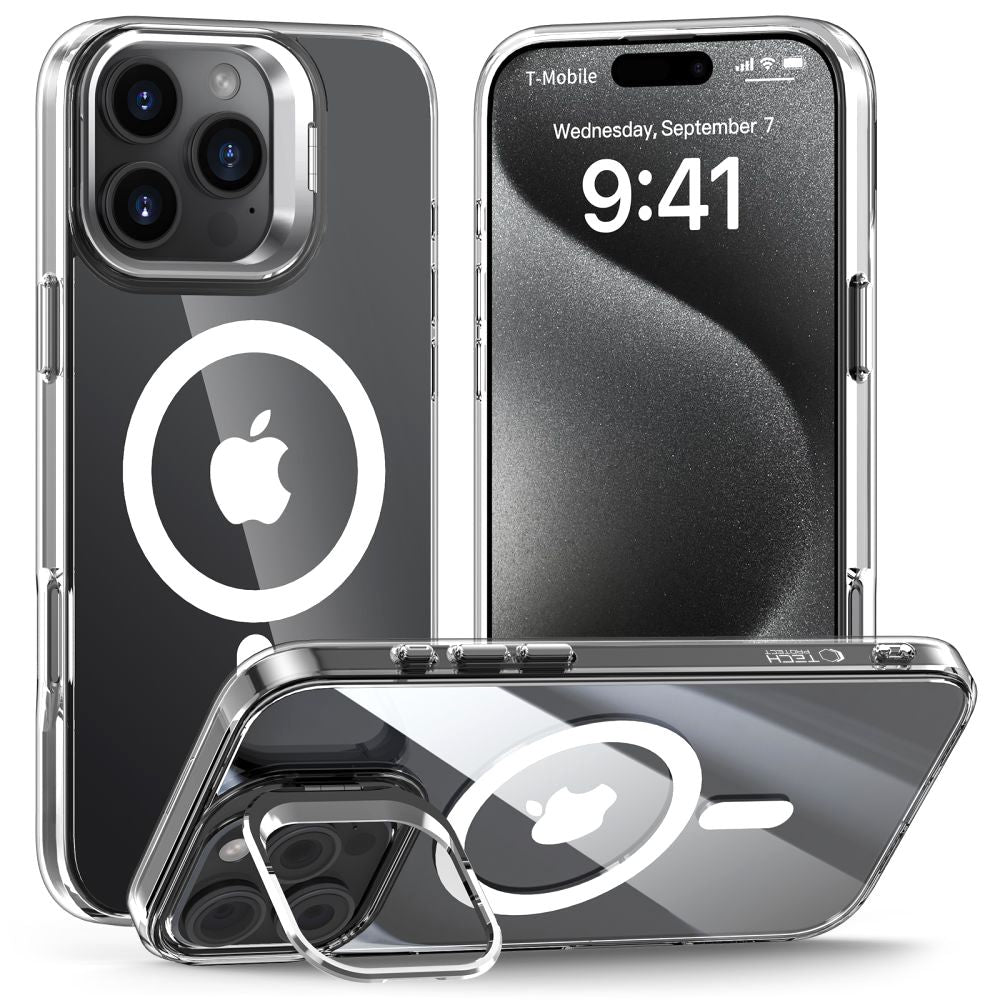 Husa MagSafe pentru Apple iPhone 16 Pro Max, Tech-Protect, Magstand, Transparenta