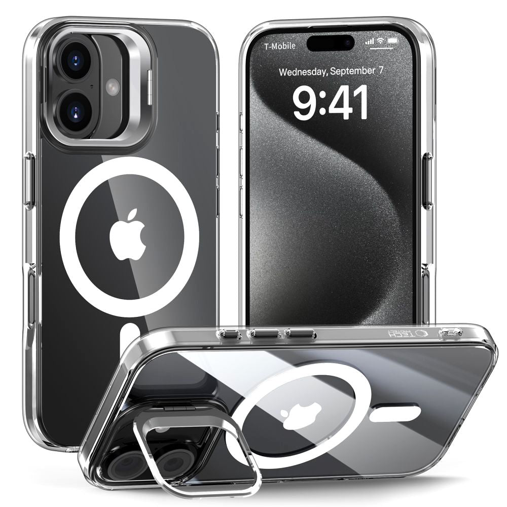 Husa MagSafe pentru Apple iPhone 16, Tech-Protect, Magstand, Transparenta