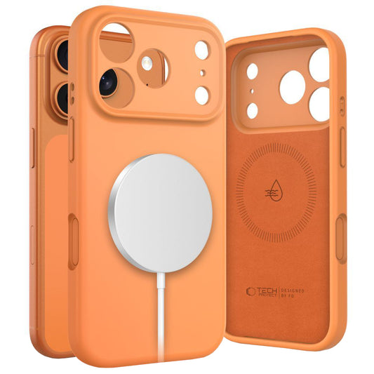 Pouzdro MagSafe pro Apple iPhone 17 Pro Max, Tech-Protect, Silikon, Oranžové