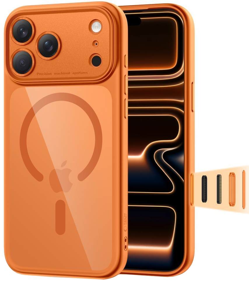 Pouzdro MagSafe pro Apple iPhone 17 Pro, Tech-Protect, MagPeak, Oranžové