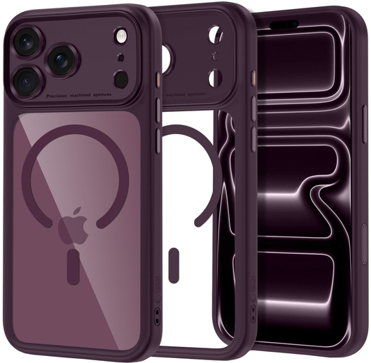 MagSafe pouzdro pro Apple iPhone 18 Pro Max / 17 Pro Max, Tech-Protect, MagPeak CC, Transparentní vínová