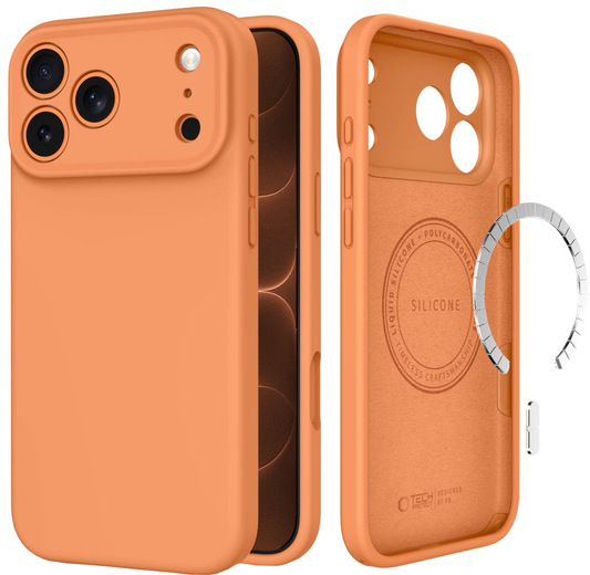 Pouzdro MagSafe pro Apple iPhone 18 Pro Max / 17 Pro Max, Tech-Protect, silikonové, oranžové