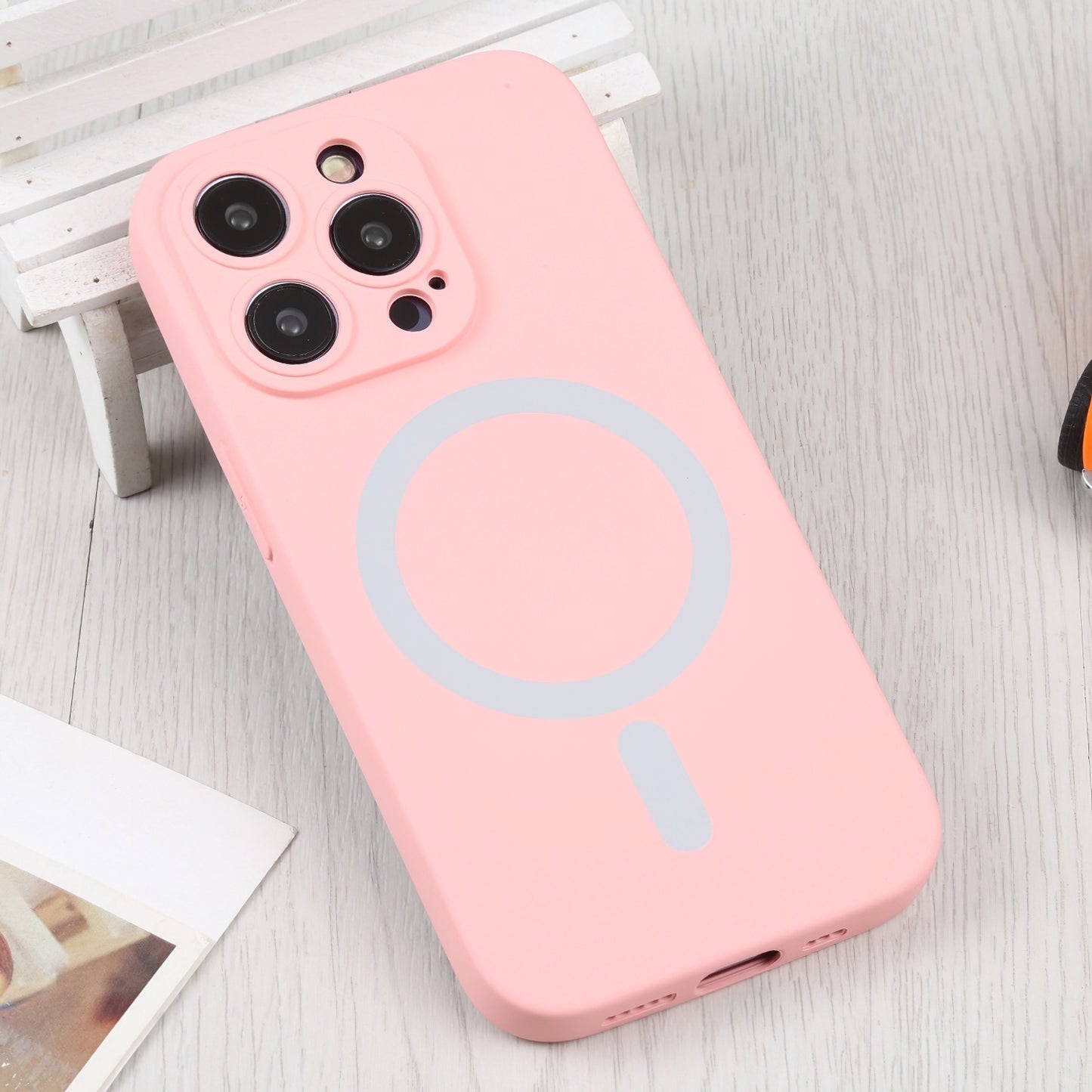 MagSafe pouzdro pro Apple iPhone 15 Pro, OEM, tekutý silikon, růžové